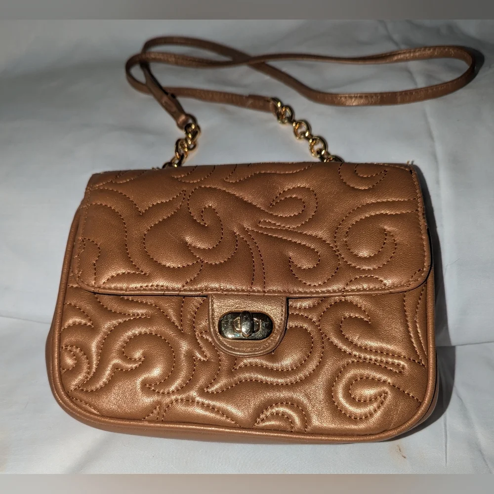 LJS Collection Chic Quilted Tan Crossbody Bag
